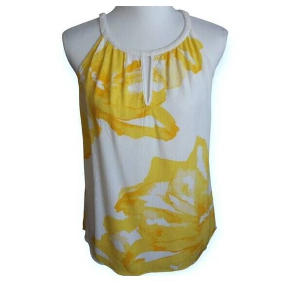 INC International Concepts White and Yellow Sleeveless Tank Top Sz.M EUC. - Picture 2 of 8